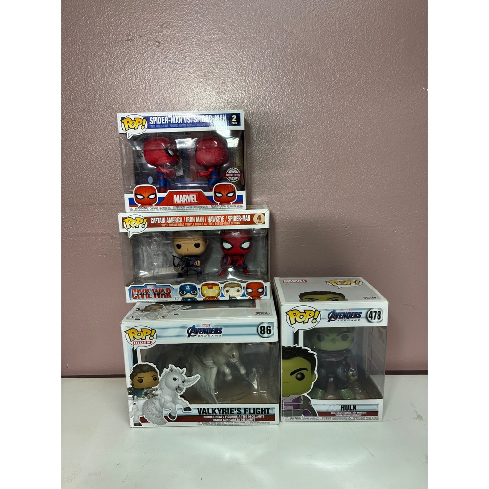 Marvel Funko Pop Bundle Avengers Endgame Hulk Valkyrie Spider-Man Meme Civil War - Picture 6 of 6